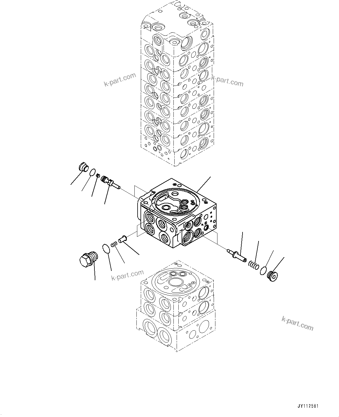 Komatsu parts book diagram for PC33E-6 S/N 2201-UP: CONTROL VALVE, 10-VALVE (14/26)(#2201-)