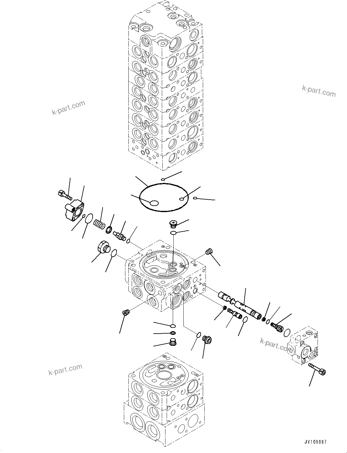 Komatsu parts book diagram for PC33E-6 S/N 2201-UP: CONTROL VALVE, 10-VALVE (15/26)(#2201-)