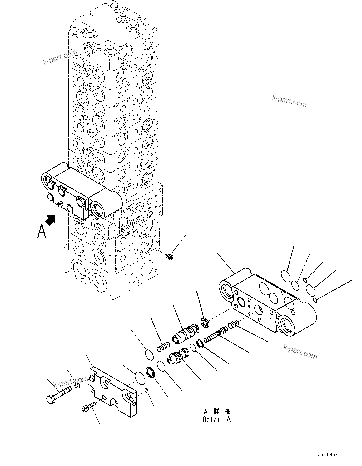 Komatsu parts book diagram for PC33E-6 S/N 2201-UP: CONTROL VALVE, 10-VALVE (18/26)(#2201-)