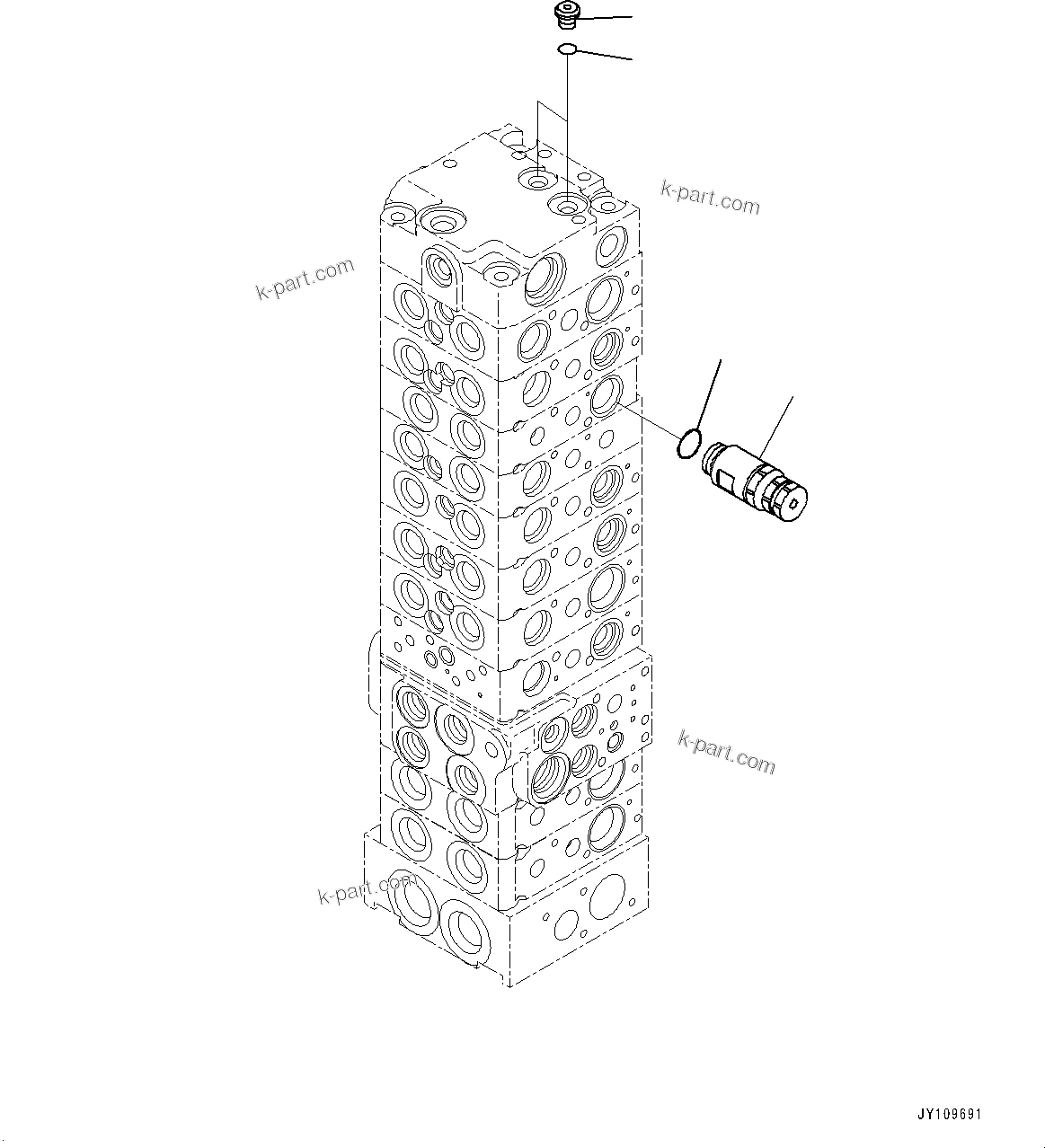 Komatsu parts book diagram for PC33E-6 S/N 2201-UP: CONTROL VALVE, 10-VALVE (19/26)(#2201-)