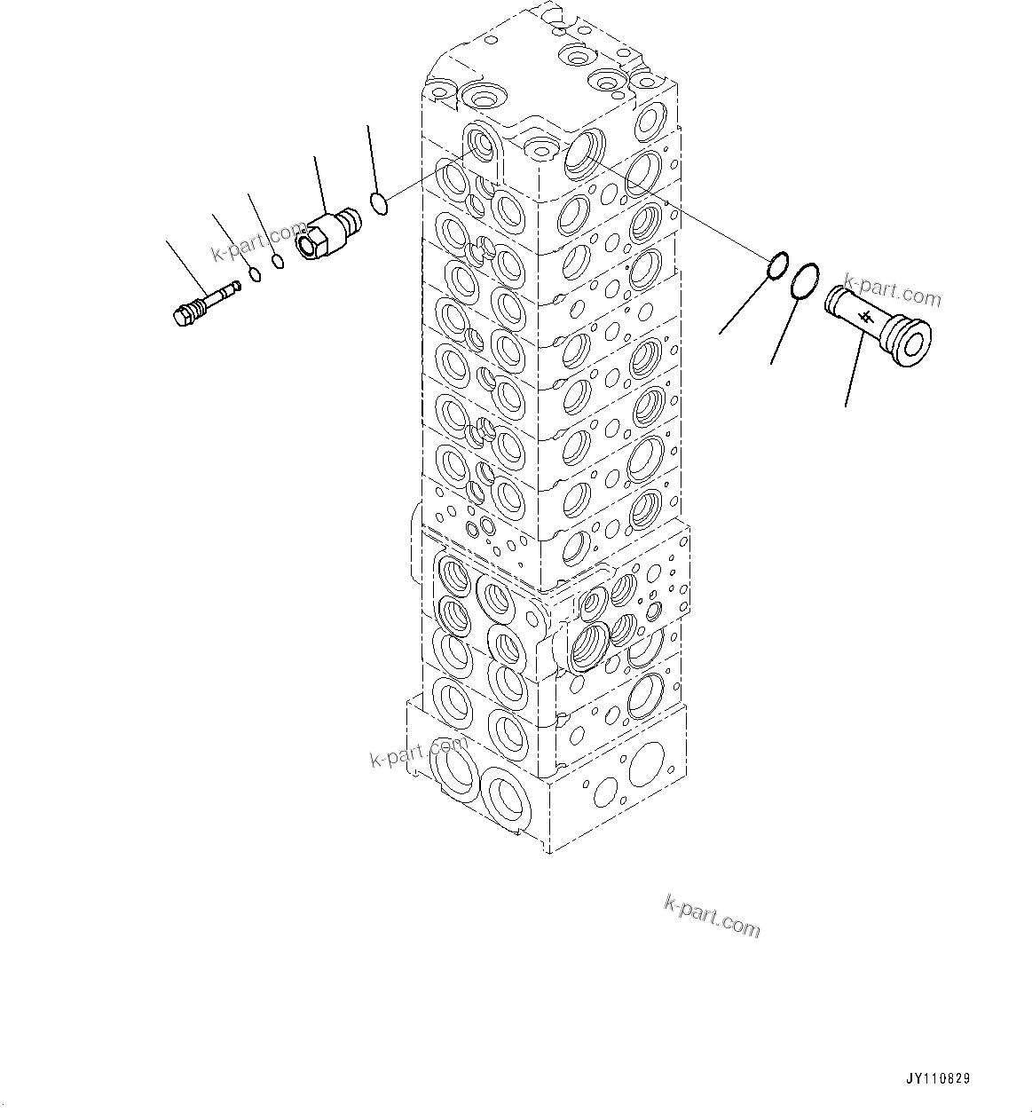 Komatsu parts book diagram for PC33E-6 S/N 2201-UP: CONTROL VALVE, 10-VALVE (21/26)(#2201-)