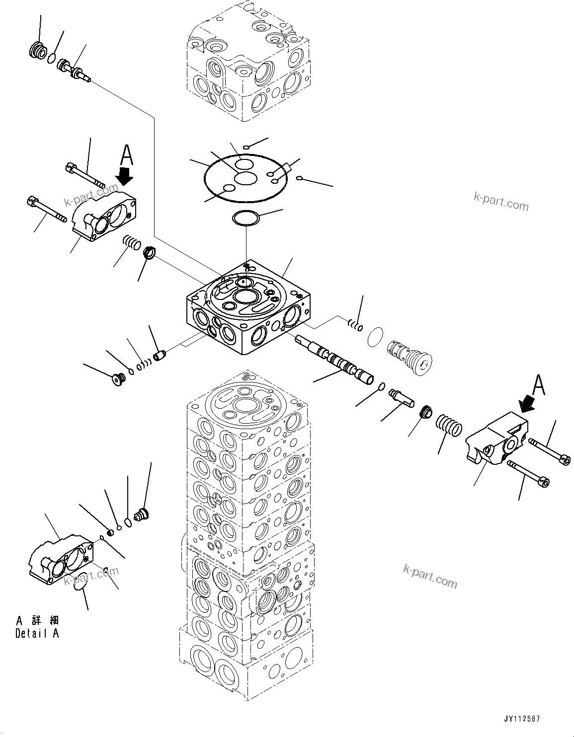 Komatsu parts book diagram for PC33E-6 S/N 2201-UP: CONTROL VALVE, 10-VALVE (22/26)(#2201-)