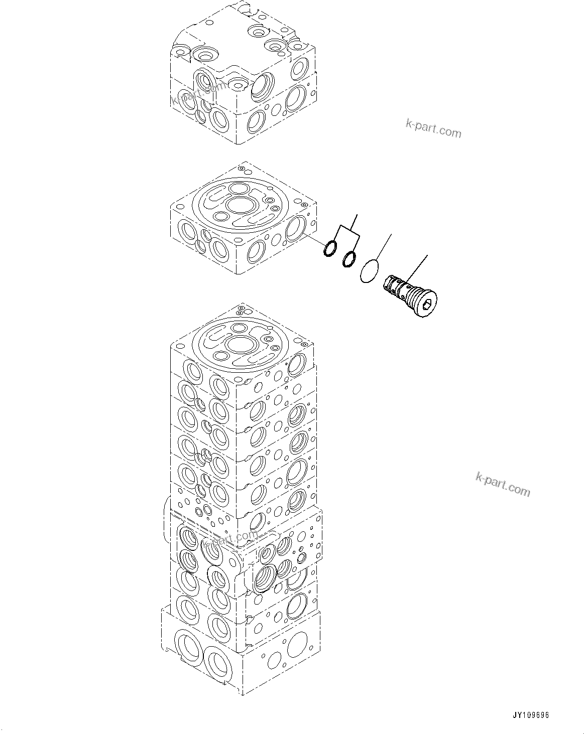Komatsu parts book diagram for PC33E-6 S/N 2201-UP: CONTROL VALVE, 10-VALVE (24/26)(#2201-)