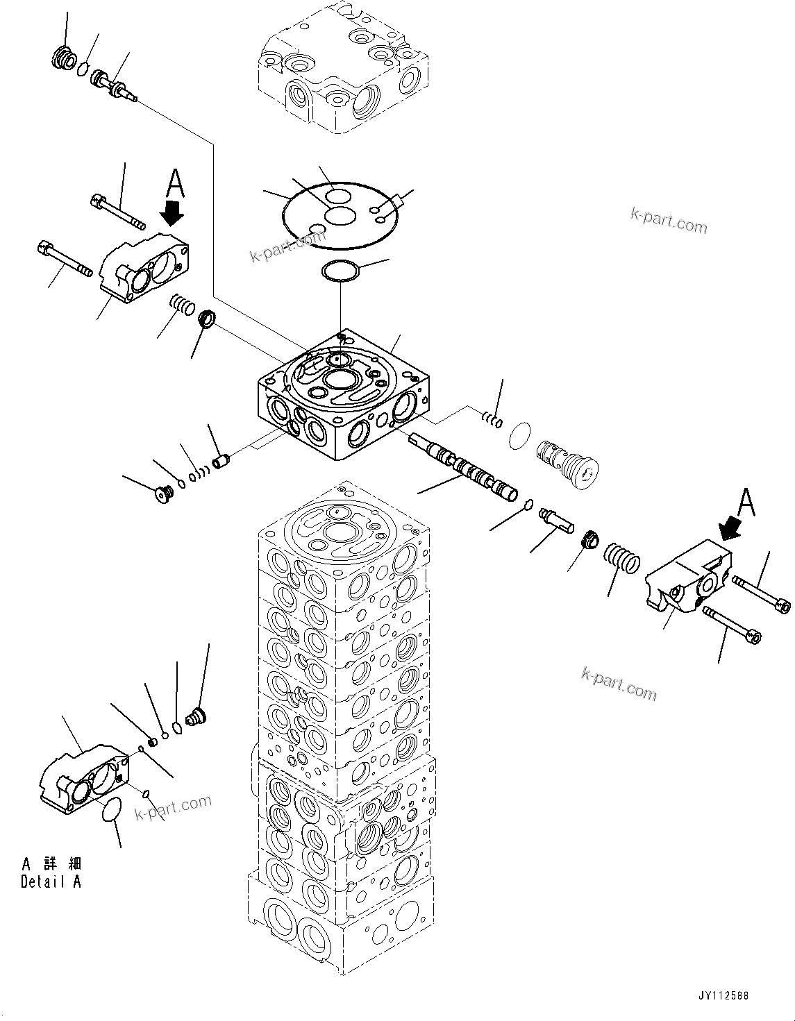 Komatsu parts book diagram for PC33E-6 S/N 2201-UP: CONTROL VALVE, 10-VALVE (25/26)(#2201-)