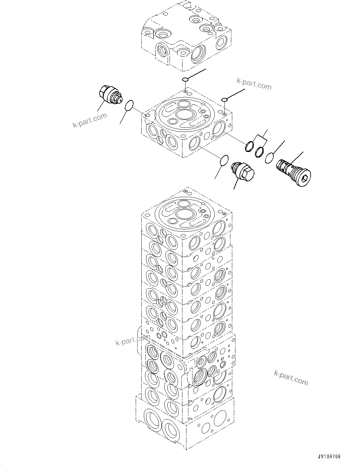 Komatsu parts book diagram for PC33E-6 S/N 2201-UP: CONTROL VALVE, 10-VALVE (26/26)(#2201-)