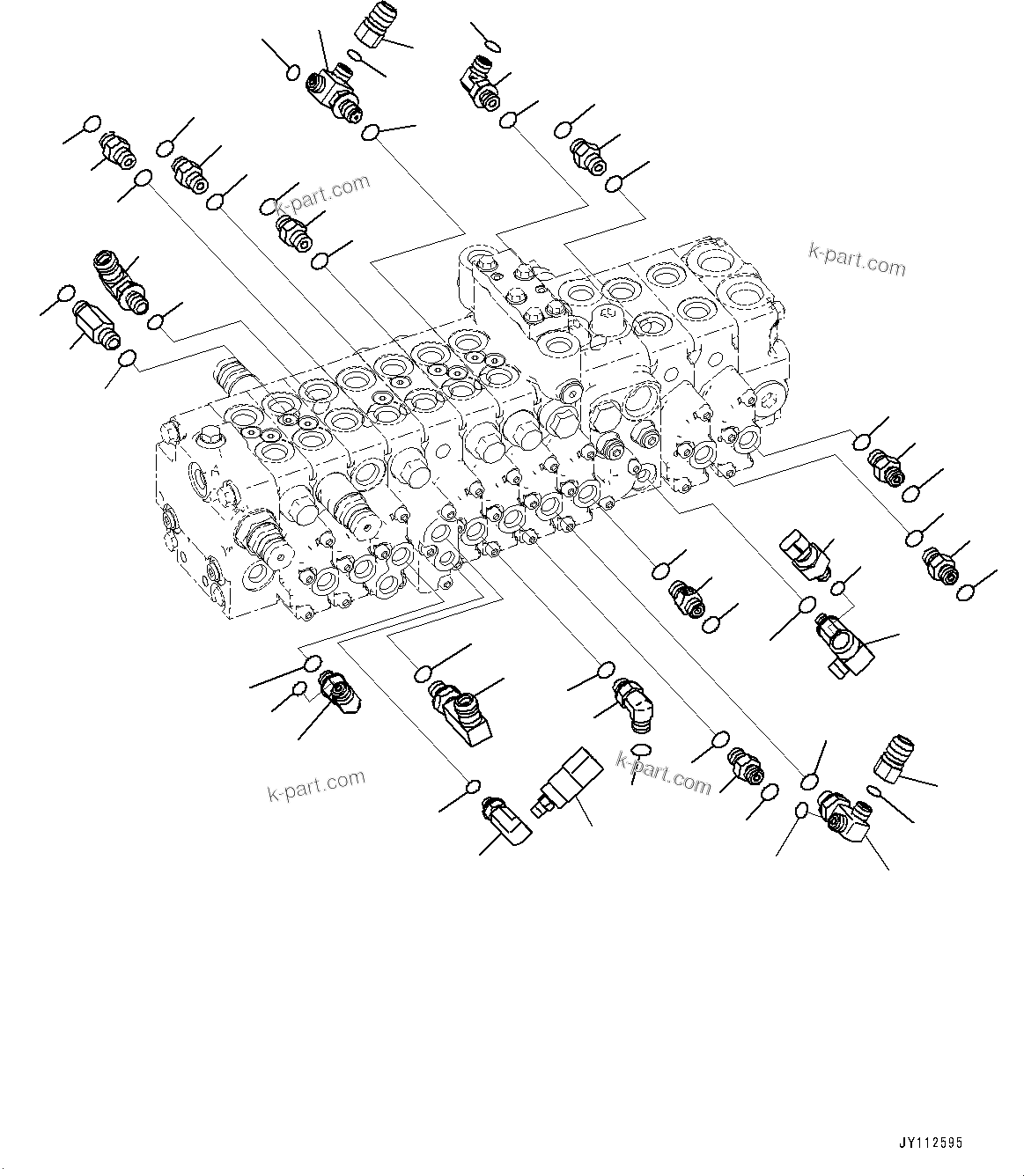 Komatsu parts book diagram for PC33E-6 S/N 2201-UP: CONTROL VALVE, CONNECTING PARTS (3/3)(#2201-)