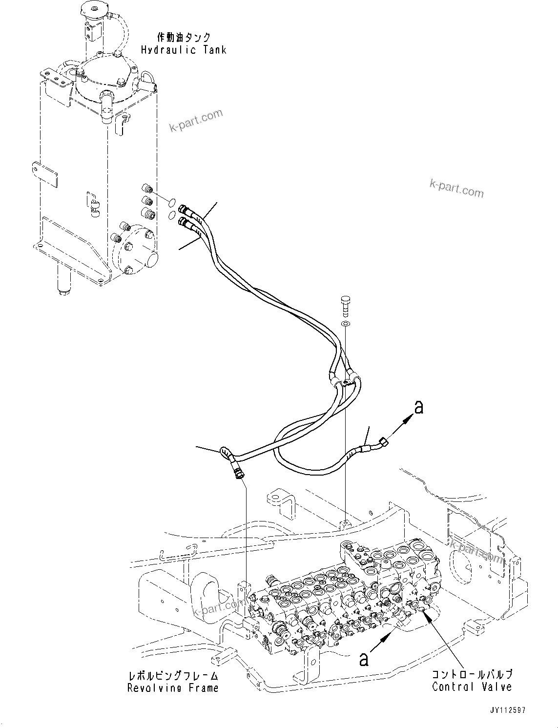 Komatsu parts book diagram for PC33E-6 S/N 2201-UP: CONTROL VALVE, DRAIN PIPING(#2201-)