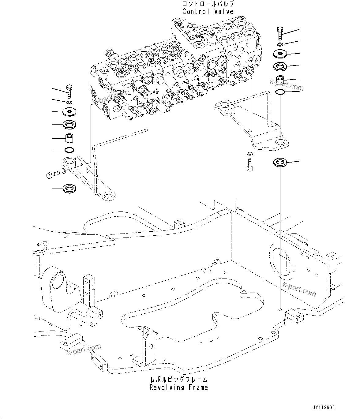 Komatsu parts book diagram for PC33E-6 S/N 2201-UP: CONTROL VALVE, VALVE MOUNTING(#2201-)