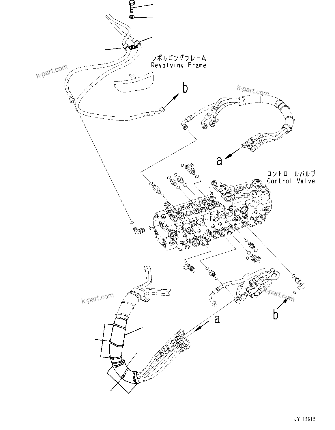 Komatsu parts book diagram for PC33E-6 S/N 2201-UP: CONTROL VALVE, SHEET (2/2) (WITH 1-ADDITIONAL ACTUATOR PIPING)(#2201-)