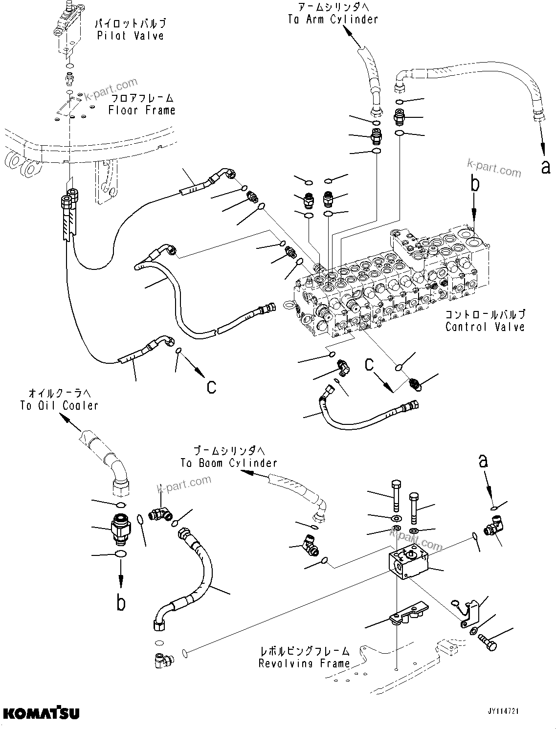 Komatsu parts book diagram for PC33E-6 S/N 2201-UP: CONTROL VALVE, ATTACHMENT PIPING(#2201-)