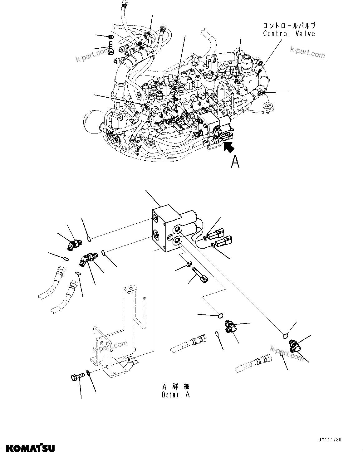 Komatsu parts book diagram for PC33E-6 S/N 2201-UP: CONTROL VALVE, ATTACHMENT VALVE(#2201-)