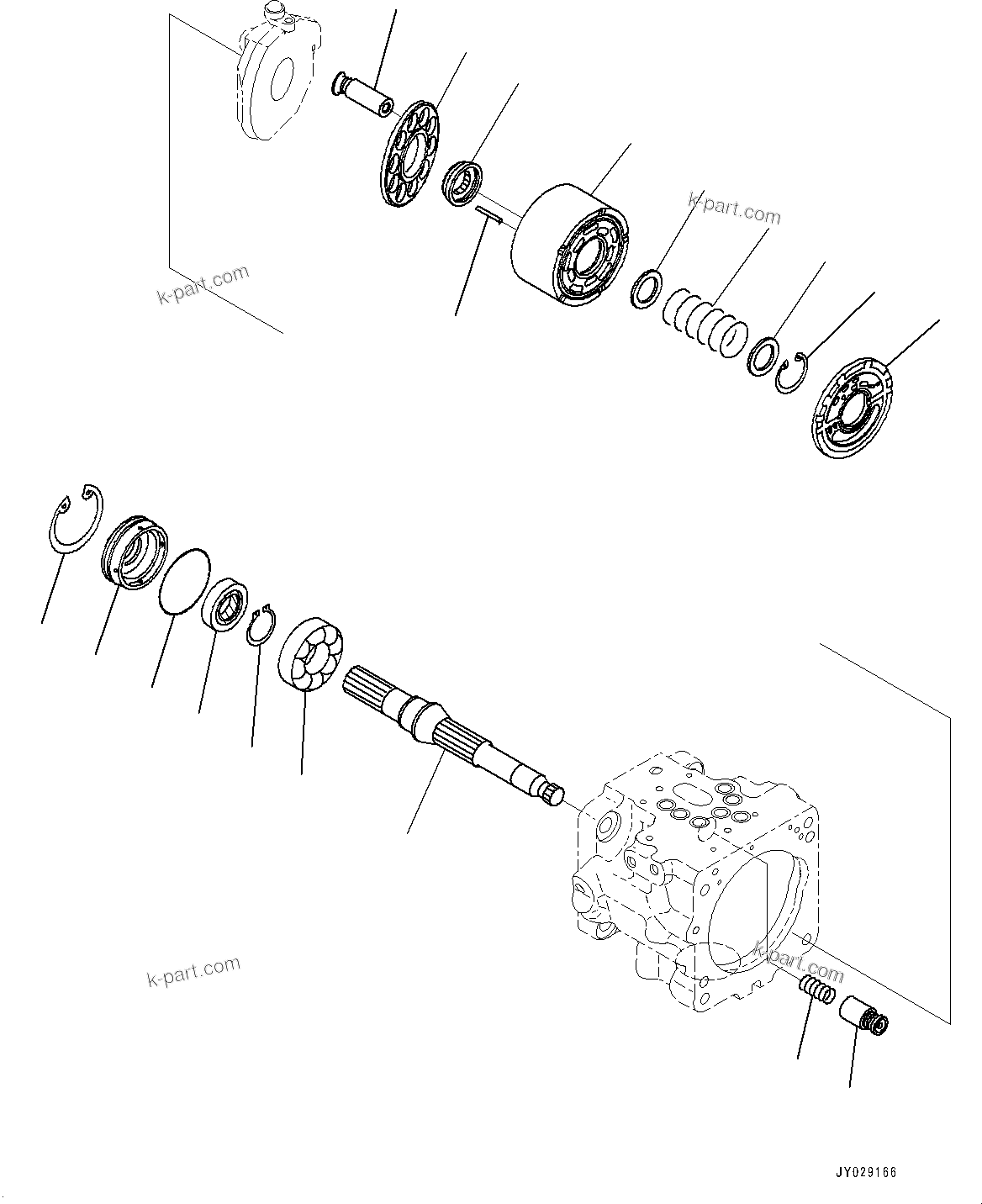 Komatsu parts book diagram for PC33E-6 S/N 2201-UP: PISTON PUMP, PISTON PUMP (2/6)(#2201-)