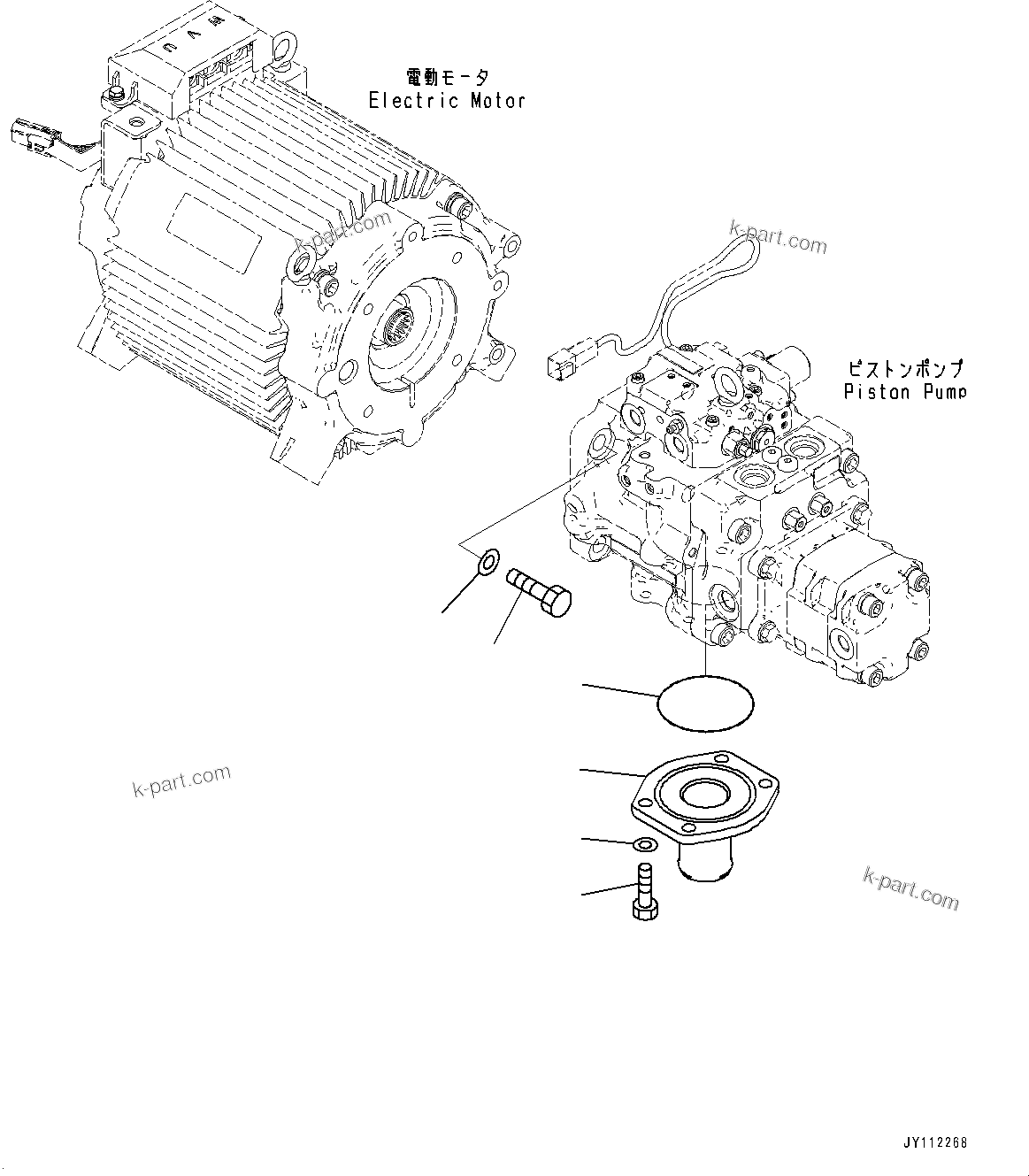 Komatsu parts book diagram for PC33E-6 S/N 2201-UP: PISTON PUMP, FLANGE(#2201-)