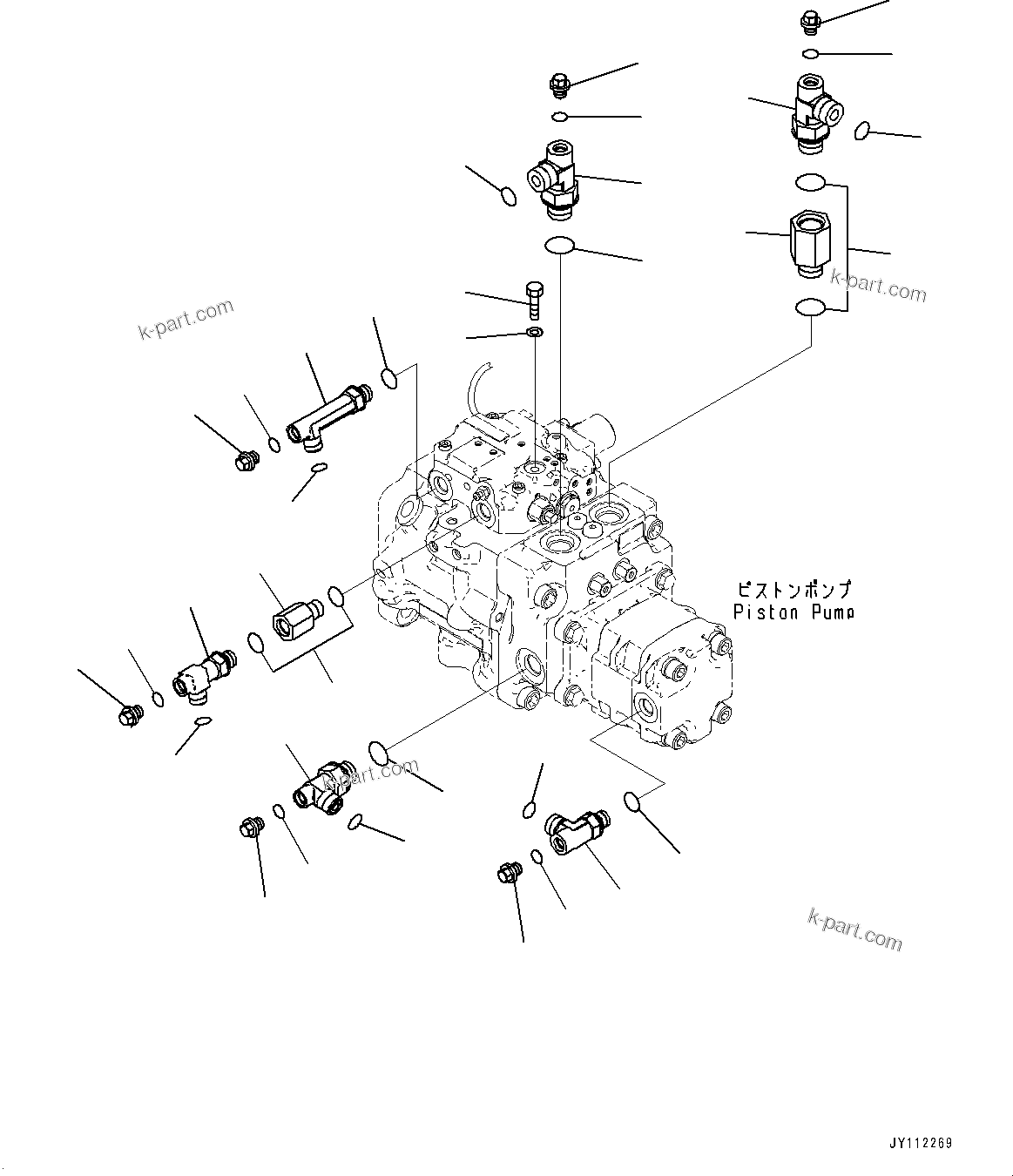 Komatsu parts book diagram for PC33E-6 S/N 2201-UP: PISTON PUMP, CONNECTING PARTS(#2201-)