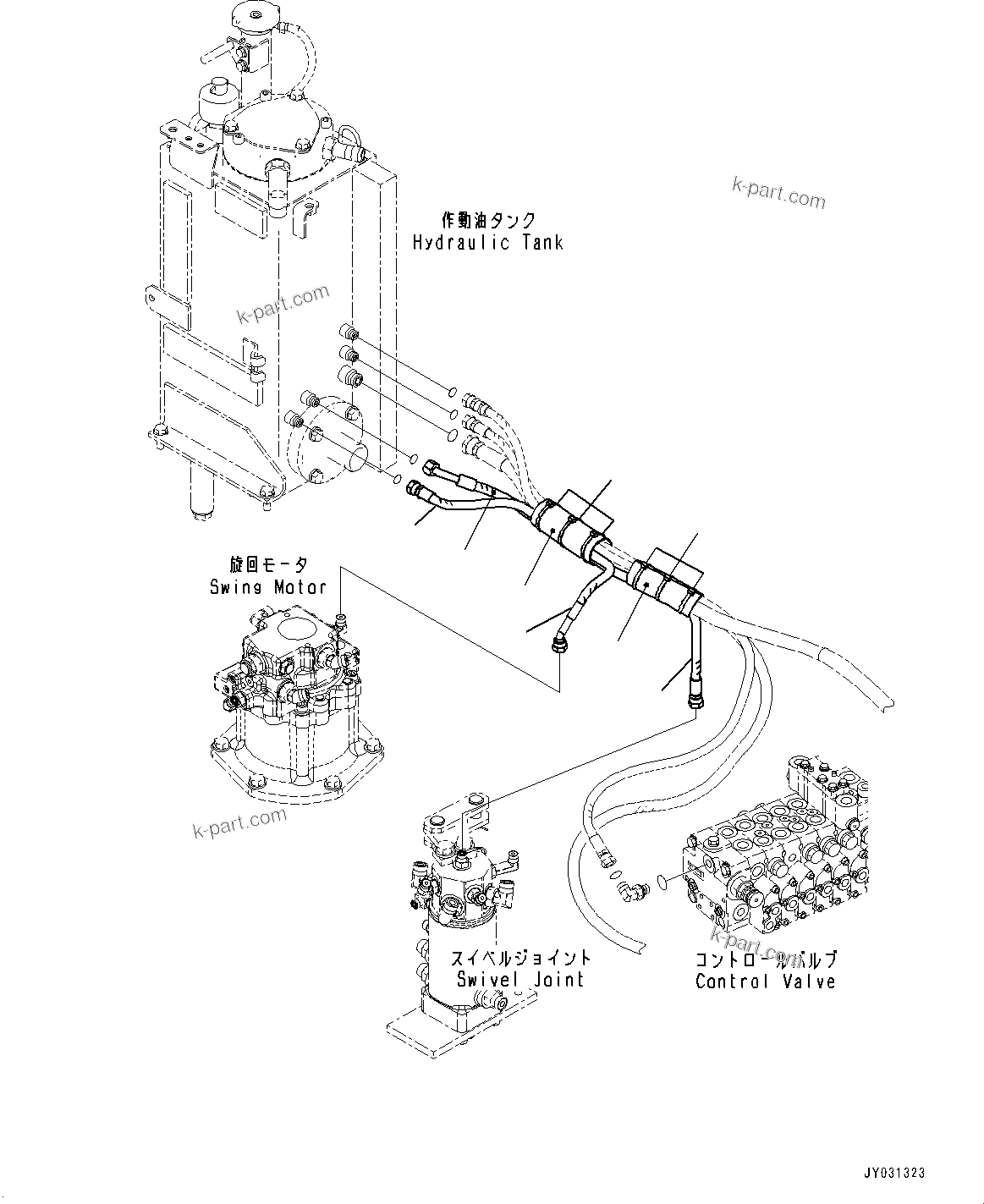 Komatsu parts book diagram for PC33E-6 S/N 2201-UP: DRAIN PIPING, (#2201-)