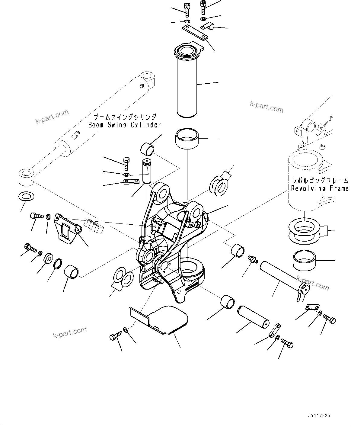 Komatsu parts book diagram for PC33E-6 S/N 2201-UP: BOOM SWING BRACKET, (WITH 1-ADDITIONAL ACTUATOR PIPING)(#2201-)