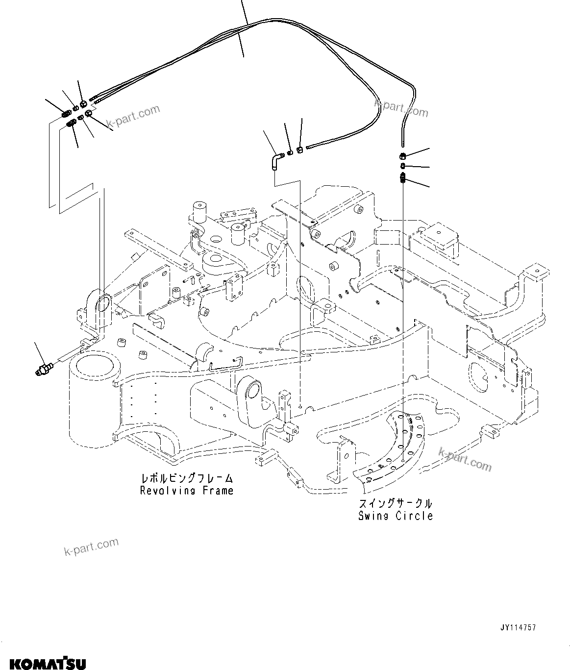 Komatsu parts book diagram for PC33E-6 S/N 2201-UP: SWING CIRCLE LUBRICATION, (PROVISION FOR QUICK HITCH)(#2201-)