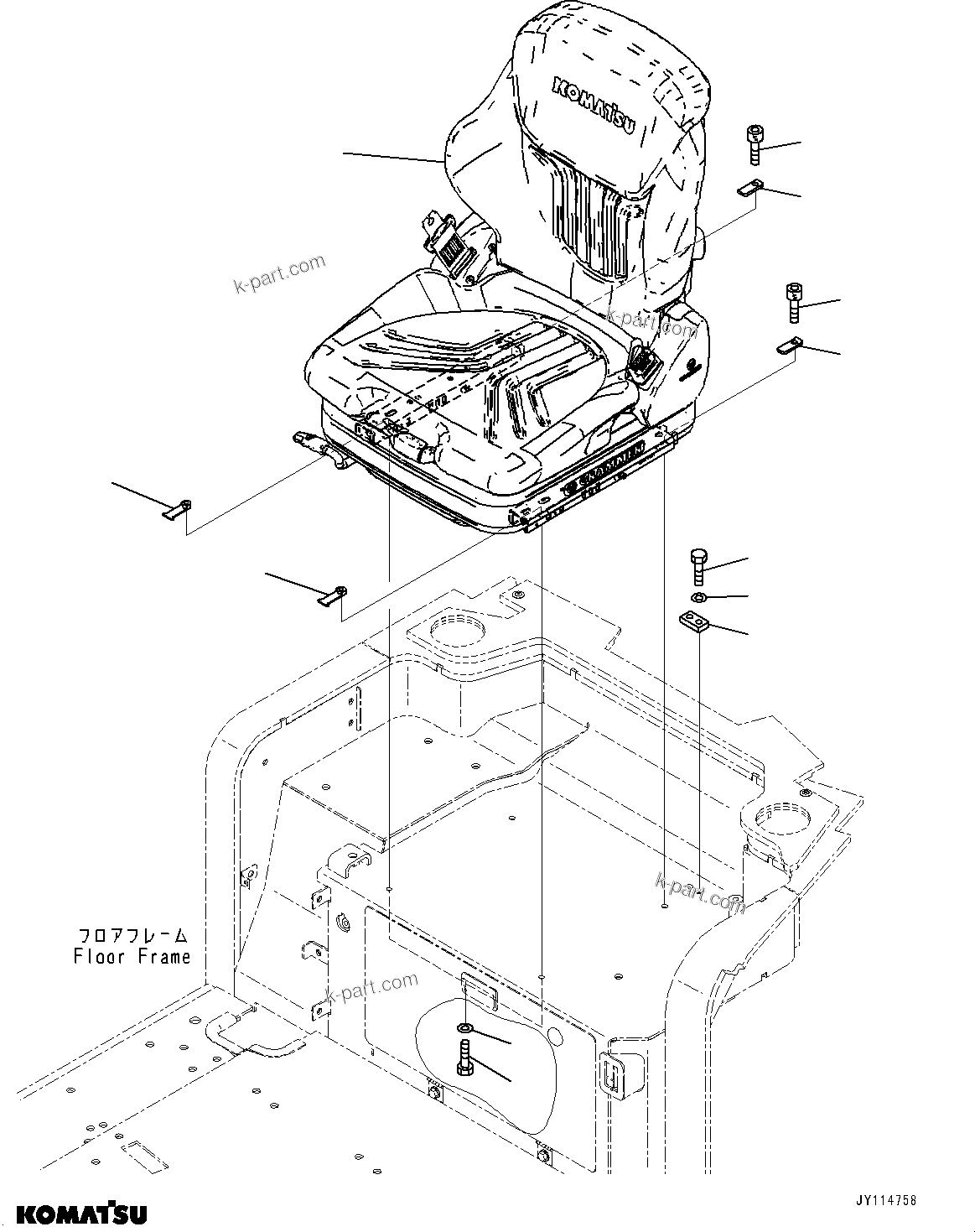 Komatsu parts book diagram for PC33E-6 S/N 2201-UP: OPERATOR'S SEAT, (FABRIC, GRAMMER)(#2201-)