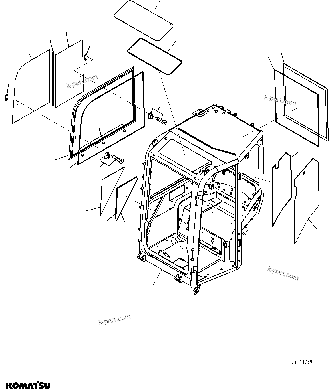 Komatsu parts book diagram for PC33E-6 S/N 2201-UP: CAB, CAB BODY AND WINDOW(#2201-)