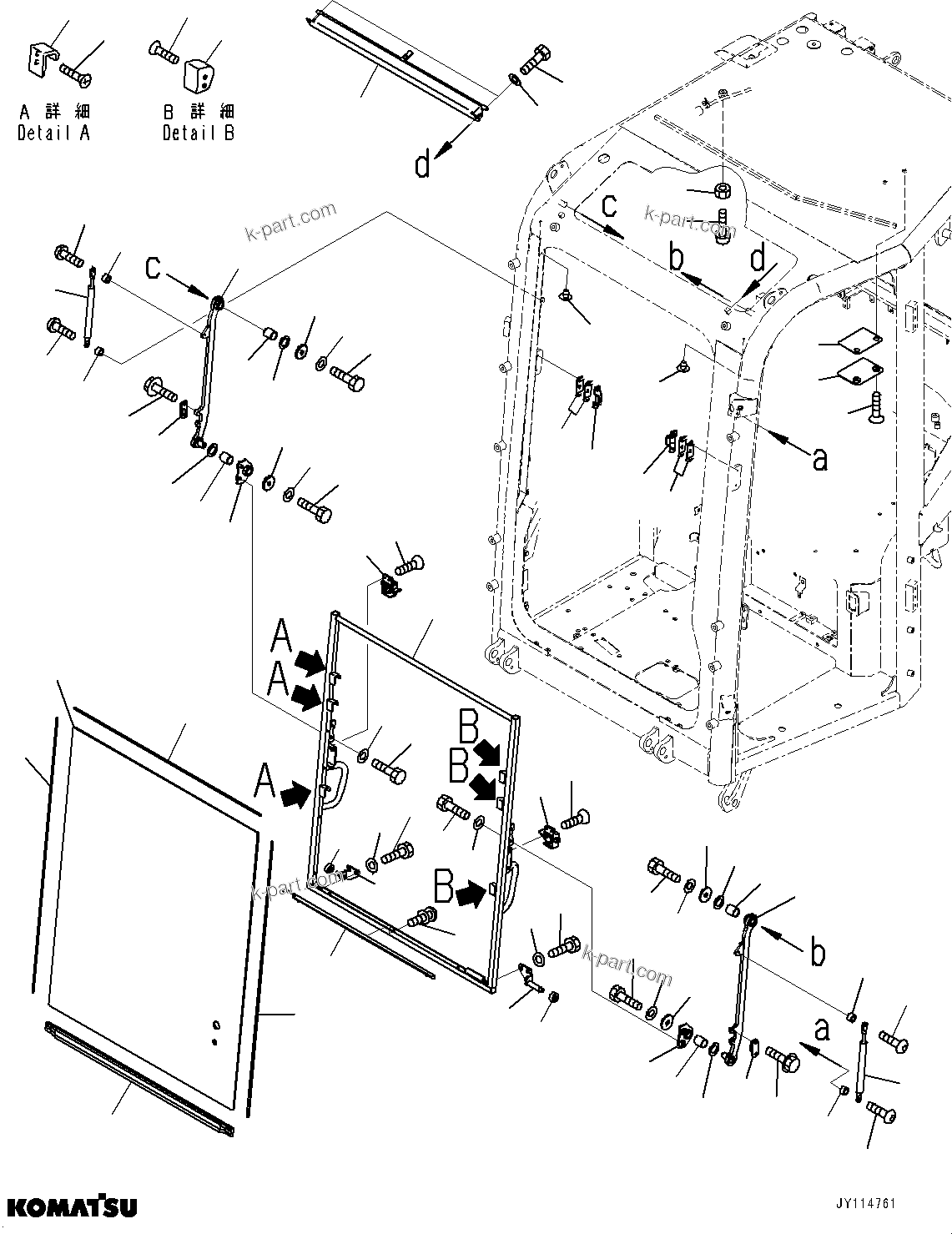 Komatsu parts book diagram for PC33E-6 S/N 2201-UP: CAB, FRONT WINDOW(#2201-)