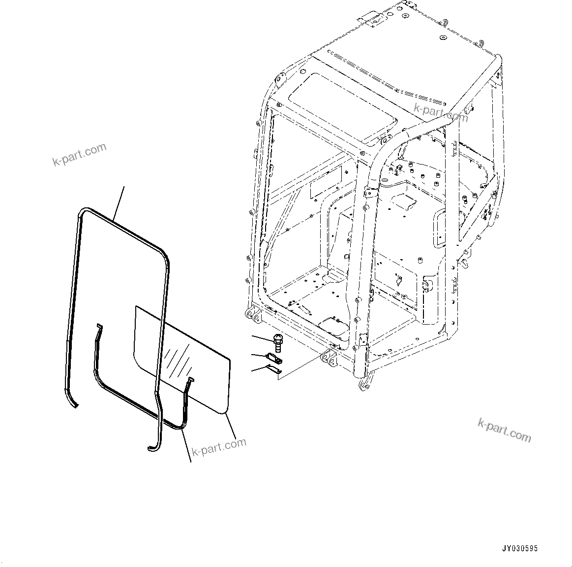 Komatsu parts book diagram for PC33E-6 S/N 2201-UP: CAB, FRONT LOWER WINDOW(#2201-)