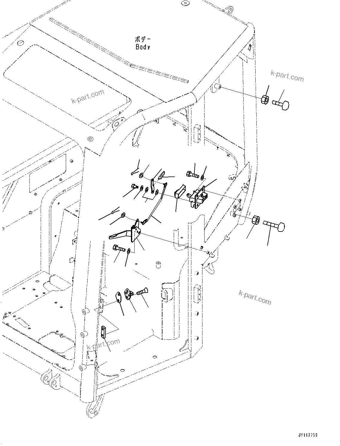 Komatsu parts book diagram for PC33E-6 S/N 2201-UP: CAB, DOOR LOCK (2/2)(#2201-)