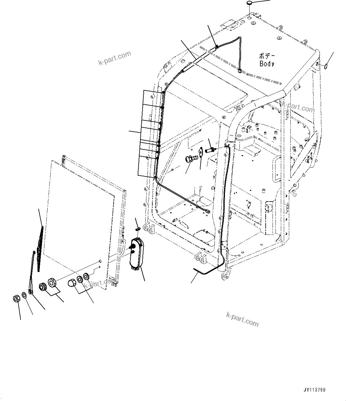 Komatsu parts book diagram for PC33E-6 S/N 2201-UP: CAB, WIPER(#2201-)