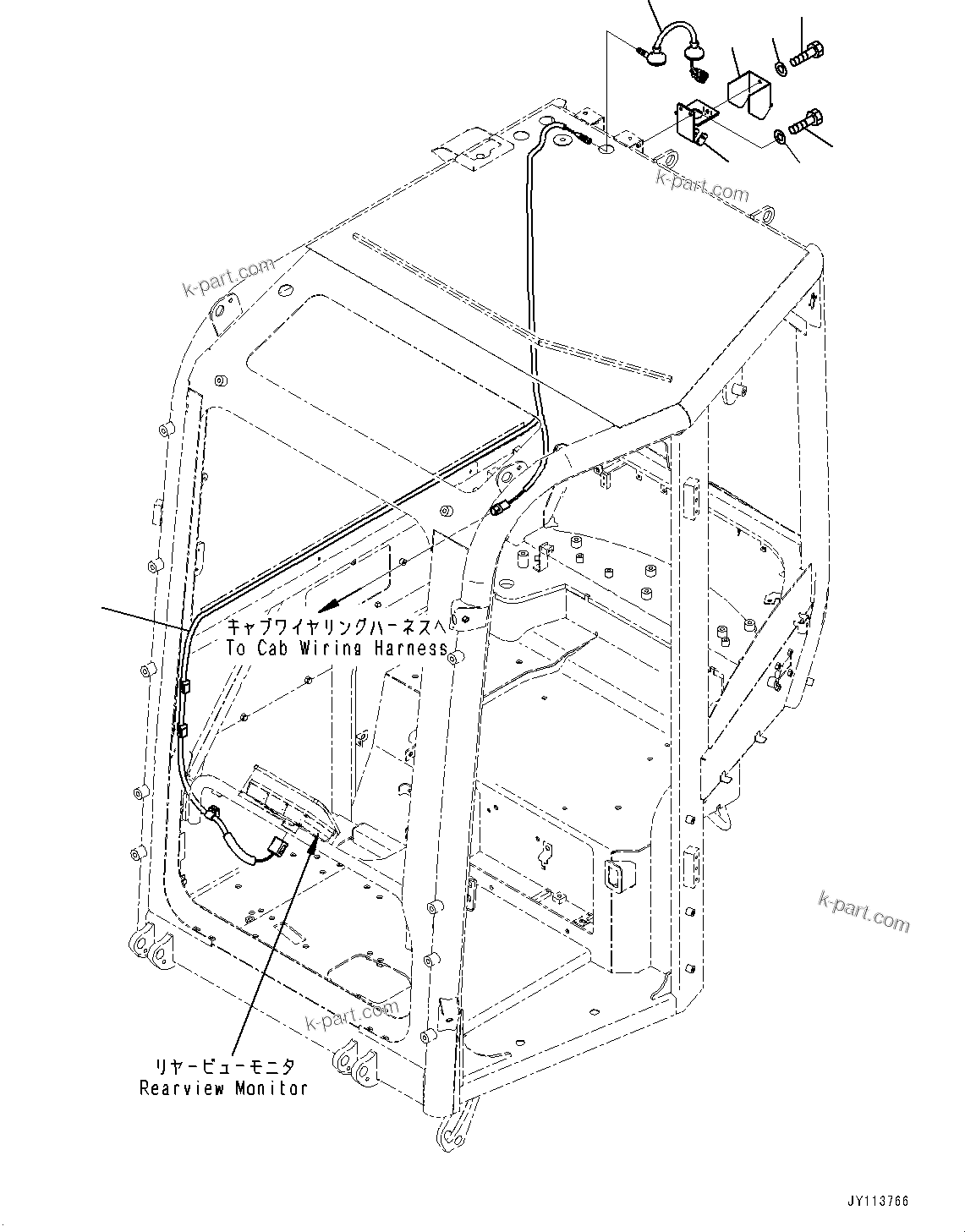 Komatsu parts book diagram for PC33E-6 S/N 2201-UP: CAB, REARVIEW CAMERA(#2201-)