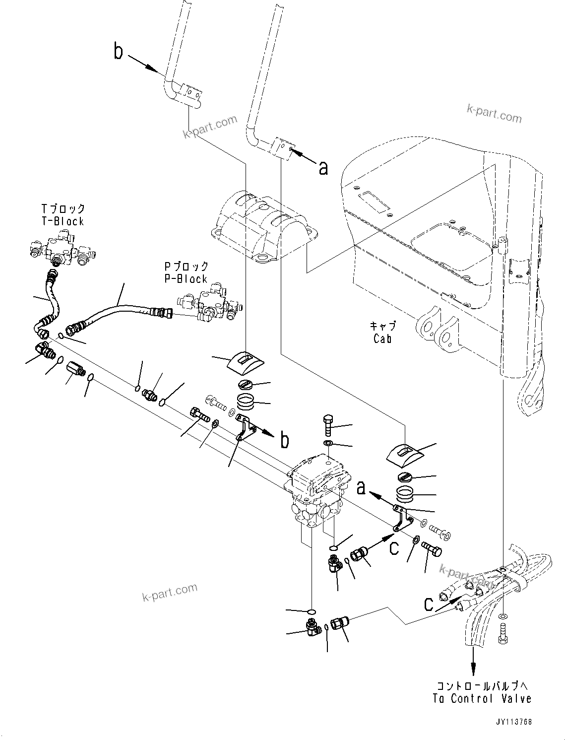 Komatsu parts book diagram for PC33E-6 S/N 2201-UP: CAB, FLOOR, PPC PIPING FOR TRAVEL VALVE(#2201-)