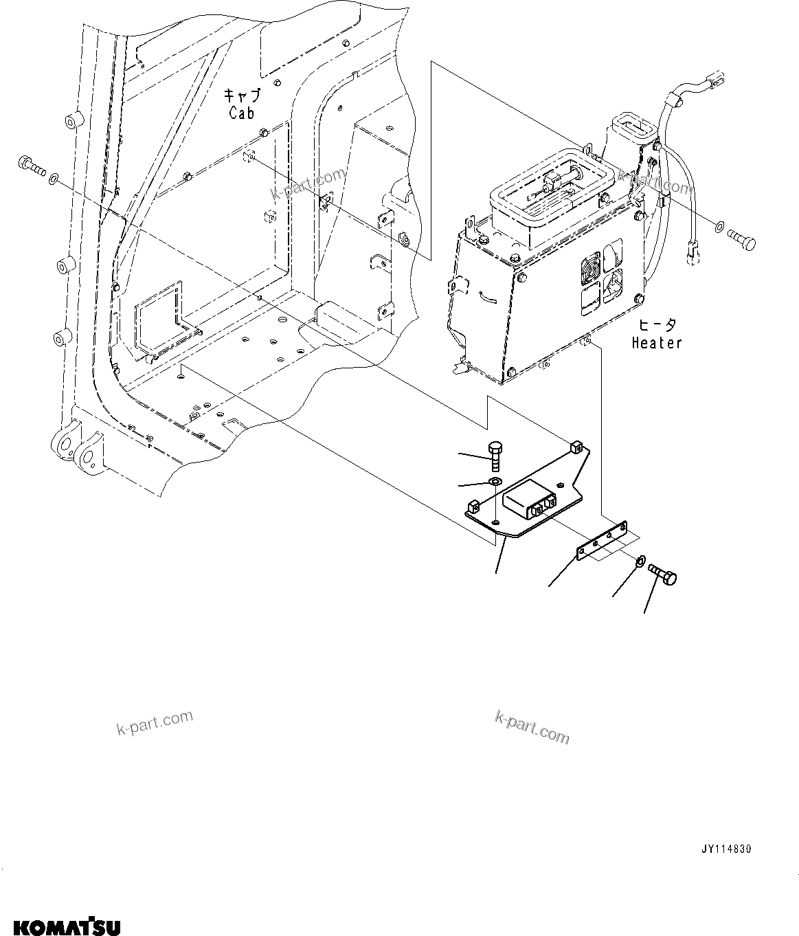 Komatsu parts book diagram for PC33E-6 S/N 2201-UP: CAB, HEATER MOUNTING(#2201-)
