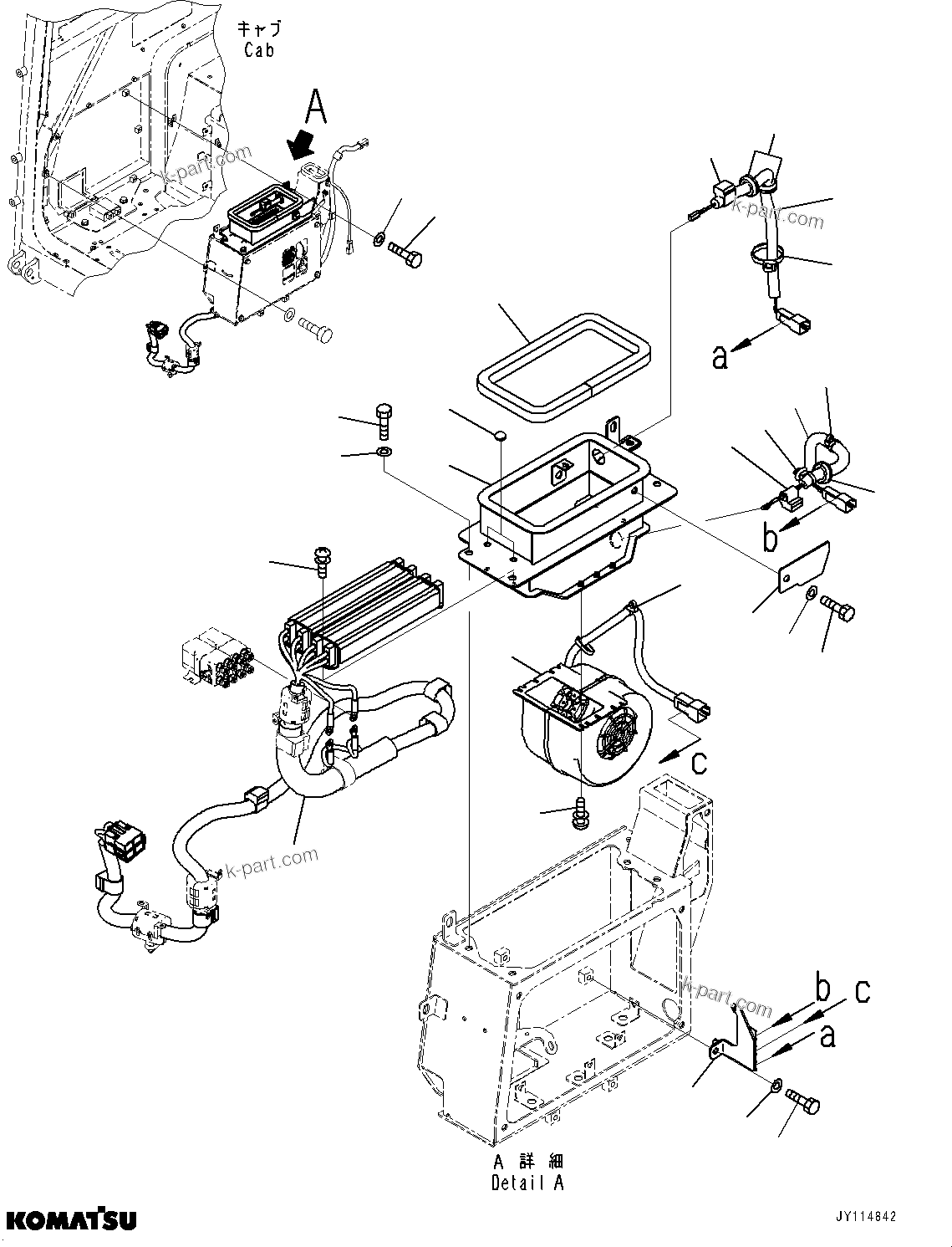 Komatsu parts book diagram for PC33E-6 S/N 2201-UP: CAB, HEATER(#2201-)