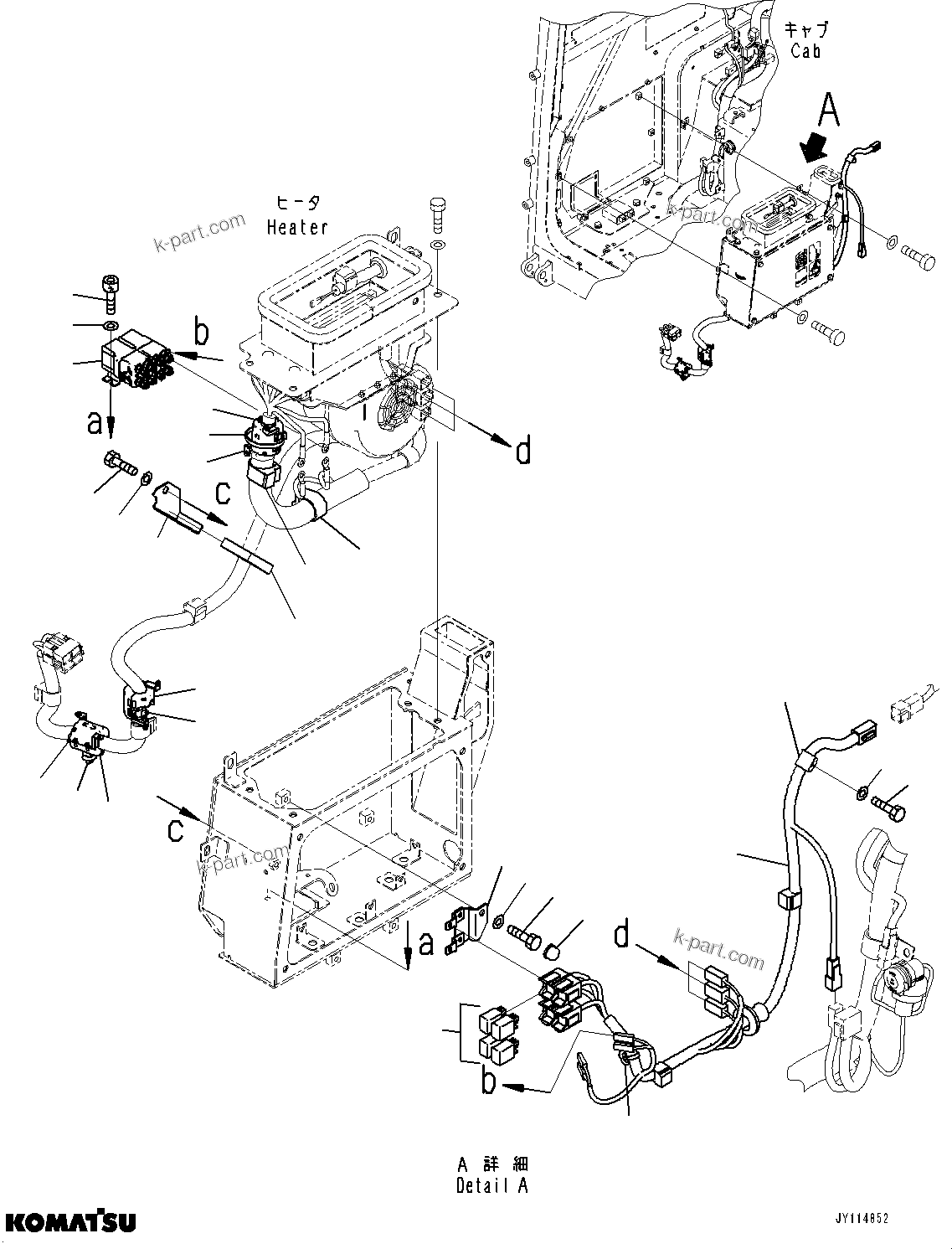 Komatsu parts book diagram for PC33E-6 S/N 2201-UP: CAB, HEATER WIRING HARNESS(#2201-)