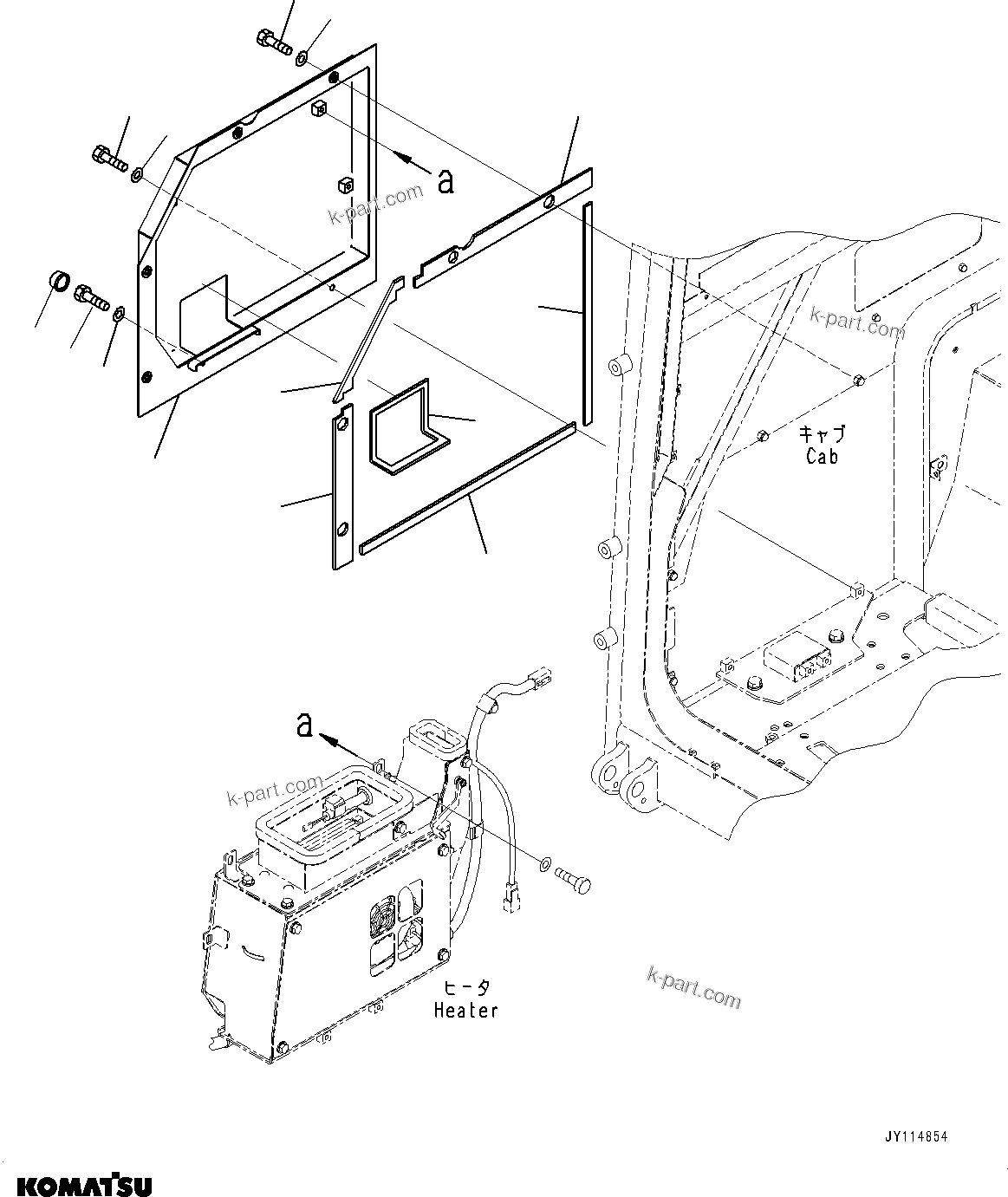 Komatsu parts book diagram for PC33E-6 S/N 2201-UP: CAB, HEATER OUTSIDE COVER(#2201-)