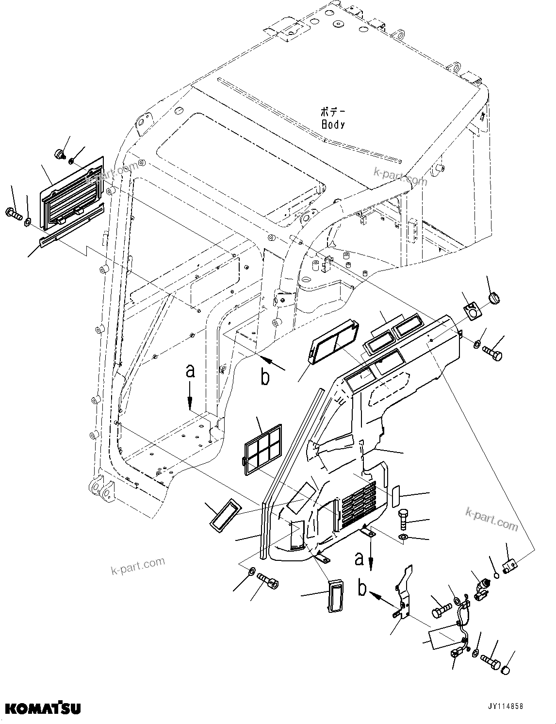 Komatsu parts book diagram for PC33E-6 S/N 2201-UP: CAB, HEATER DUCT(#2201-)