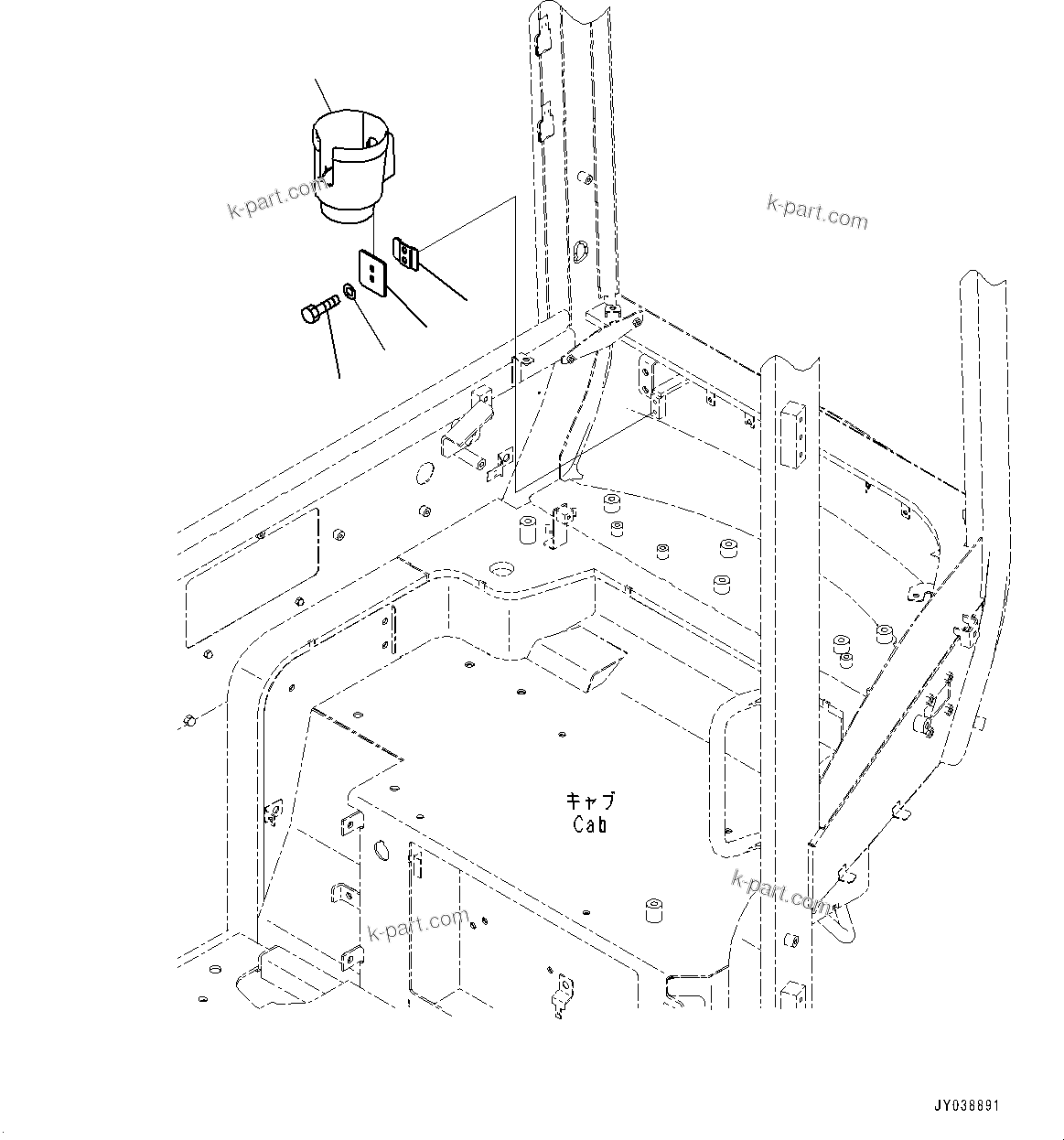 Komatsu parts book diagram for PC33E-6 S/N 2201-UP: CAB, CUP HOLDER(#2201-)