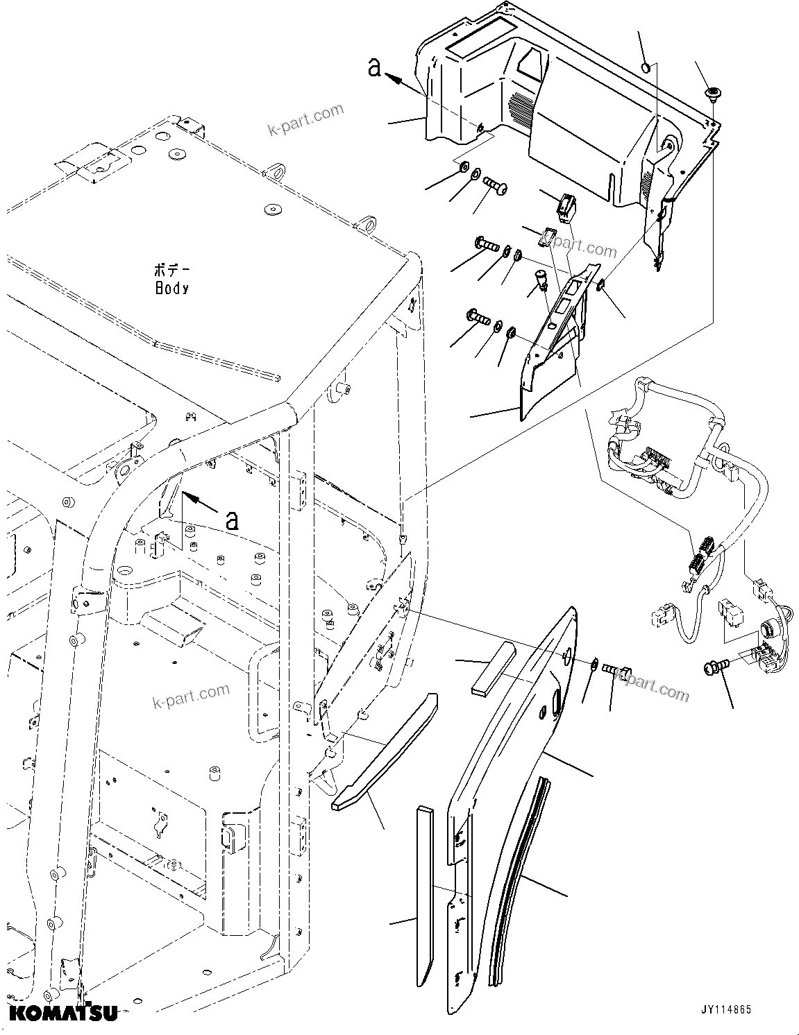 Komatsu parts book diagram for PC33E-6 S/N 2201-UP: CAB, REAR COVER(#2201-)
