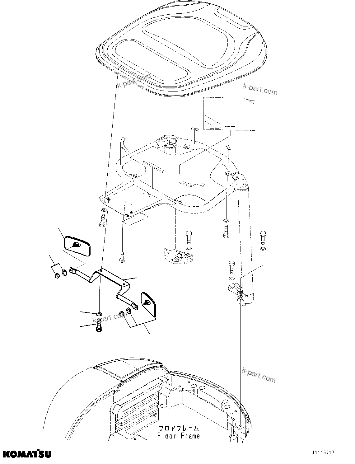 Komatsu parts book diagram for PC33E-6 S/N 2201-UP: REARVIEW MIRROR, (#2201-)