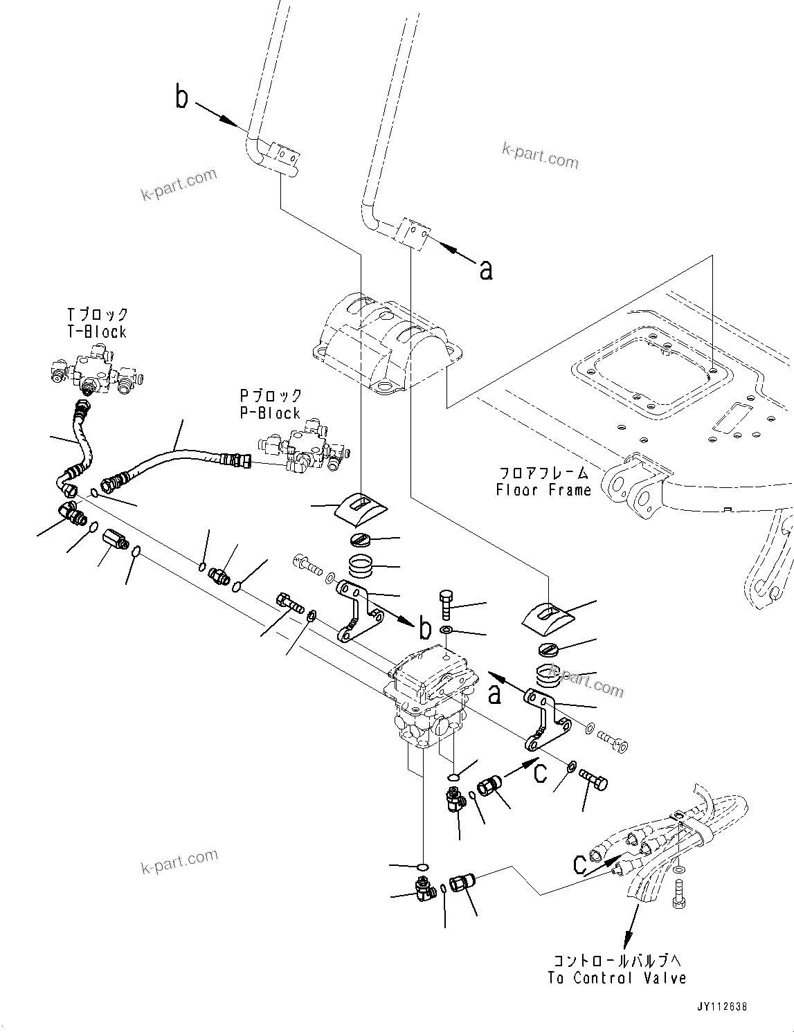 Komatsu parts book diagram for PC33E-6 S/N 2201-UP: FLOOR FRAME, FLOOR, PPC PIPING FOR TRAVEL VALVE(#2201-)