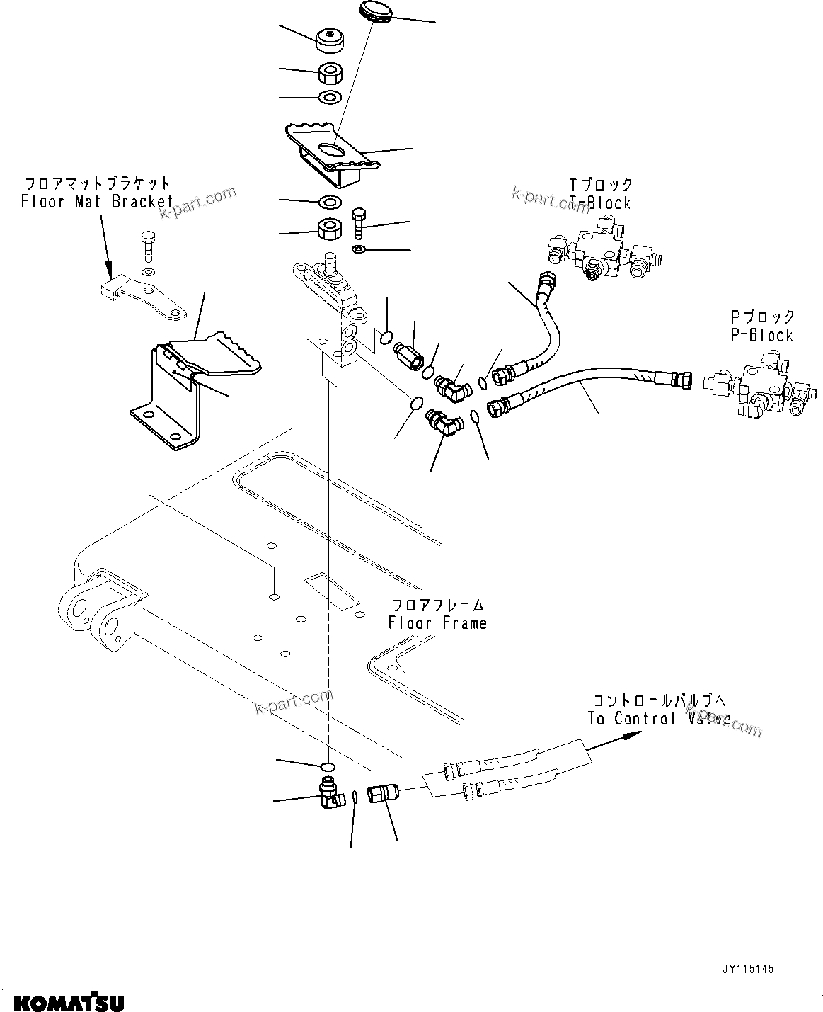 Komatsu parts book diagram for PC33E-6 S/N 2201-UP: FLOOR FRAME, BOOM SWING PEDAL AND PIPING(#2201-)