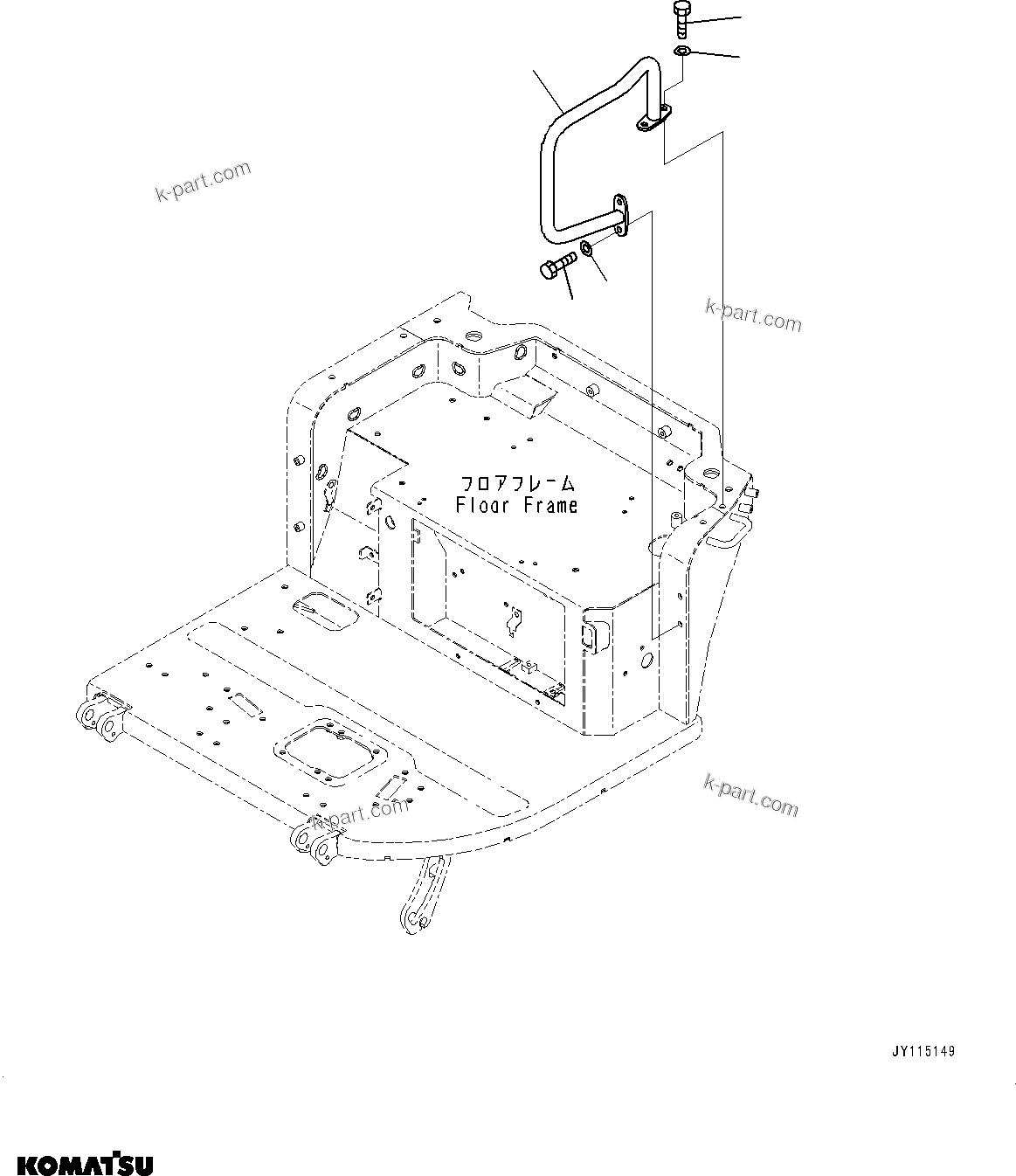 Komatsu parts book diagram for PC33E-6 S/N 2201-UP: FLOOR FRAME, HANDRAIL, L.H.(#2201-)