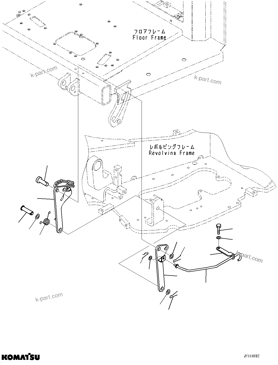 Komatsu parts book diagram for PC33E-6 S/N 2201-UP: FLOOR MOUNTING, BRACKET (2/2) (ROPS CAB)(#2201-)