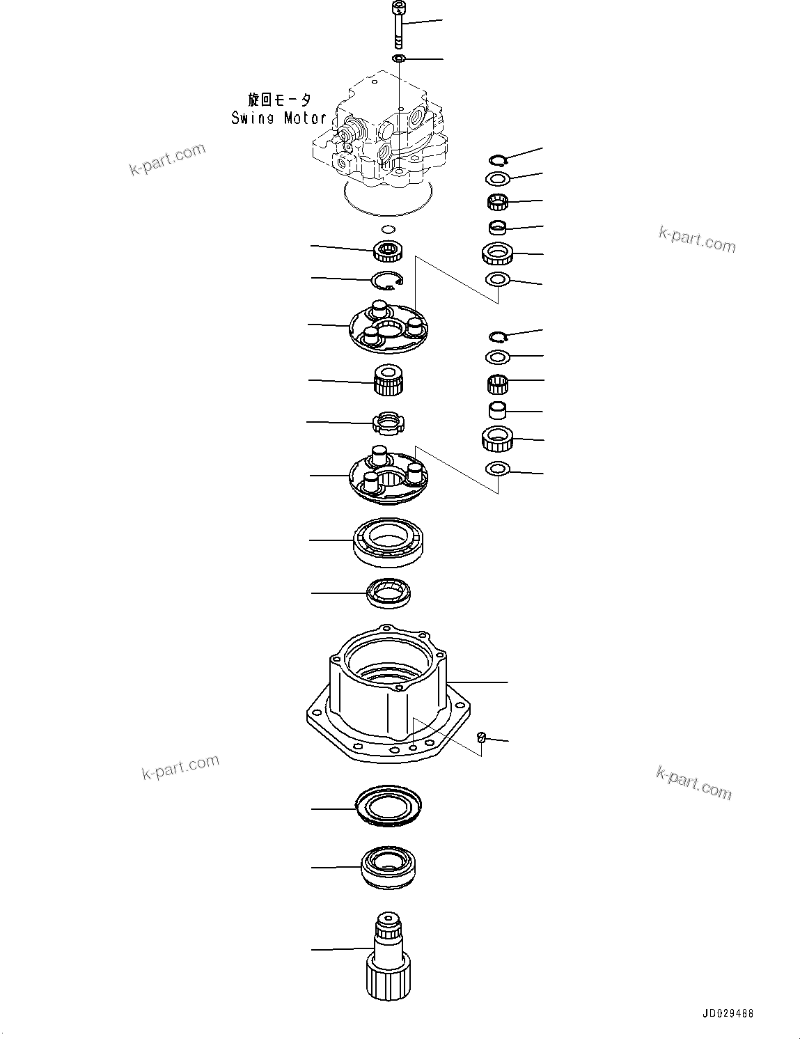 Komatsu parts book diagram for PC33E-6 S/N 2201-UP: SWING MACHINERY AND MOTOR, SWING MACHINERY(#2201-)