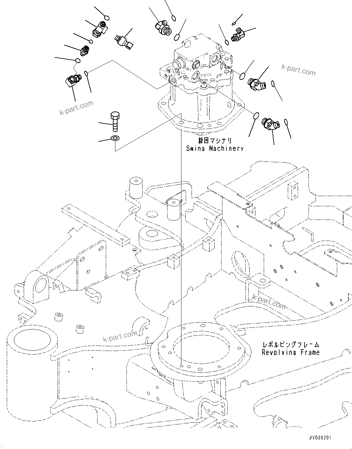 Komatsu parts book diagram for PC33E-6 S/N 2201-UP: SWING MACHINERY AND MOTOR, MOUNTING AND CONNECTING PARTS(#2201-)