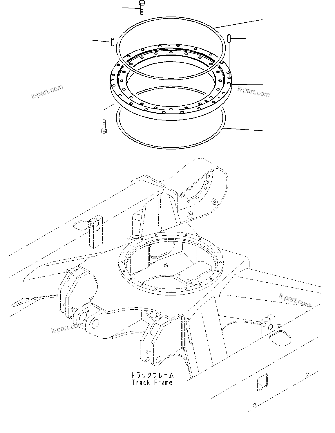 Komatsu parts book diagram for PC33E-6 S/N 2201-UP: TRACK FRAME, SWING CIRCLE(#2201-)