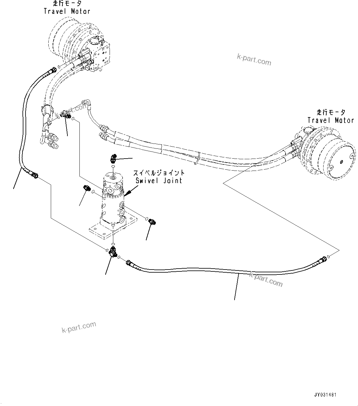 Komatsu parts book diagram for PC33E-6 S/N 2201-UP: TRACK FRAME, DRAIN PIPING, SWIVEL JOINT(#2201-)