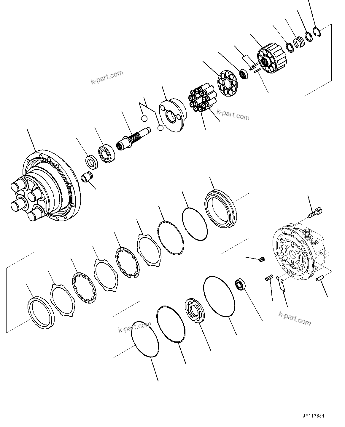 Komatsu parts book diagram for PC33E-6 S/N 2201-UP: TRACK FRAME, INNER PARTS, HYDRAULIC MOTOR (1/2)(#2201-)