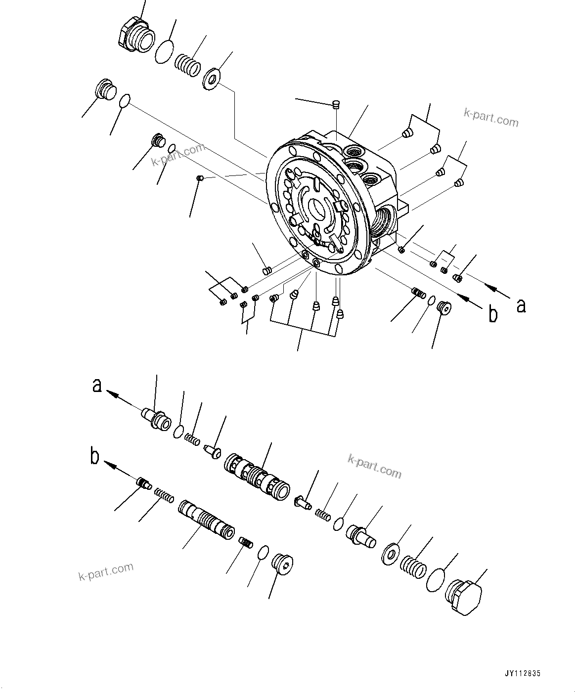 Komatsu parts book diagram for PC33E-6 S/N 2201-UP: TRACK FRAME, INNER PARTS, HYDRAULIC MOTOR (2/2)(#2201-)