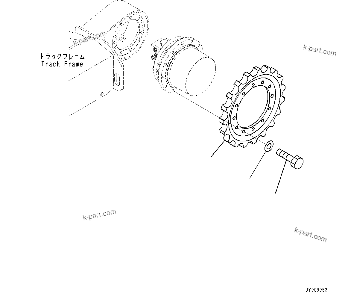 Komatsu parts book diagram for PC33E-6 S/N 2201-UP: TRACK FRAME, SPROCKET(#2201-)