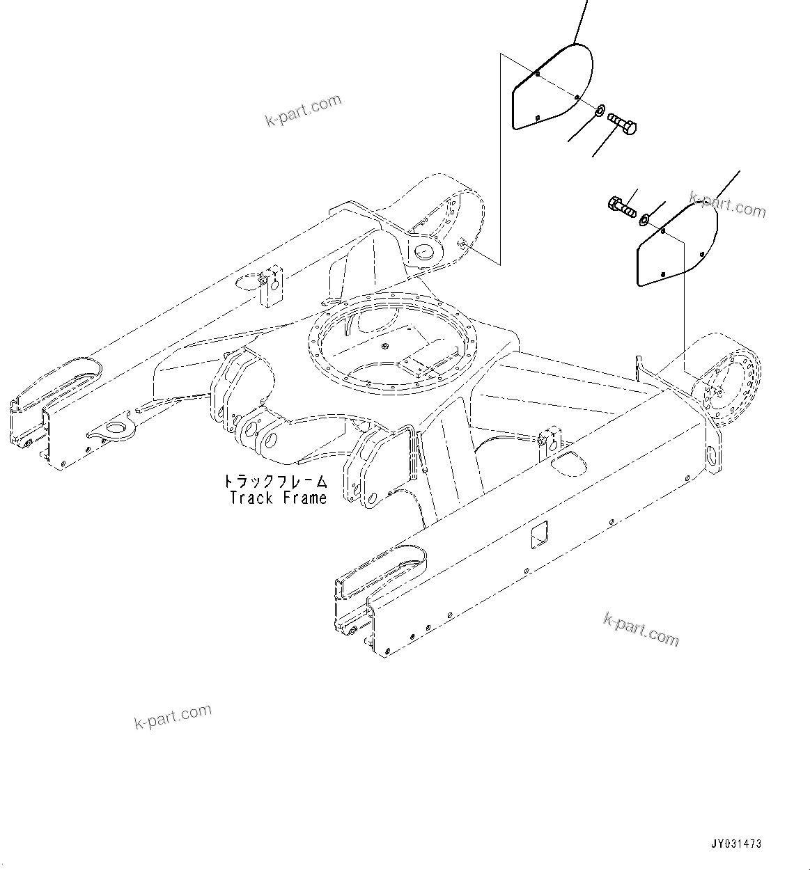 Komatsu parts book diagram for PC33E-6 S/N 2201-UP: TRACK FRAME, TRACK FRAME COVER (1/2)(#2201-)