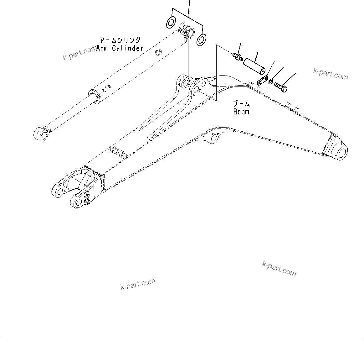 Komatsu parts book diagram for PC33E-6 S/N 2201-UP: BOOM UNIT, PIN, ARM CYLINDER(#2201-)